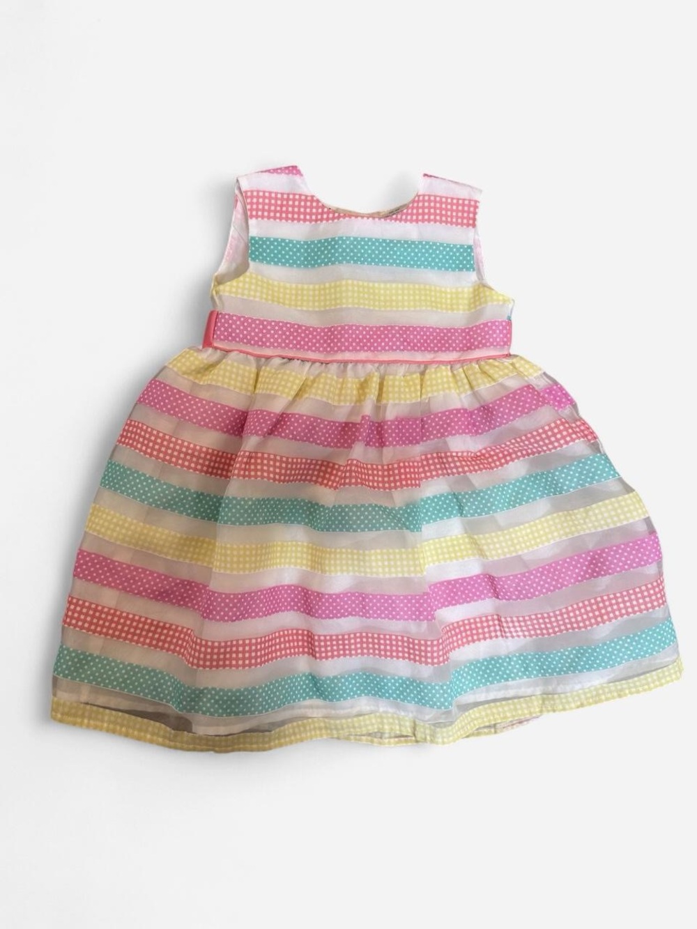 Blueberi Boulevard Girls' Sleeveless Multicolor Pastel Stripe Dress